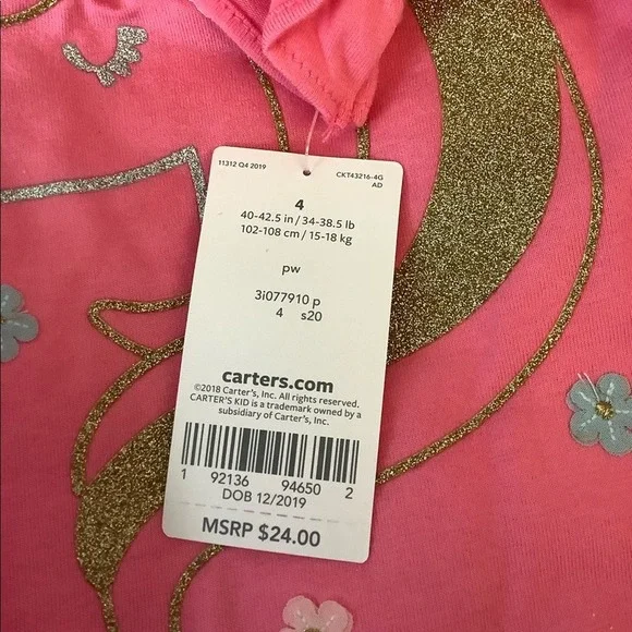 Carter’s Glitter Flower Unicorn Tee - Picture 3 of 3